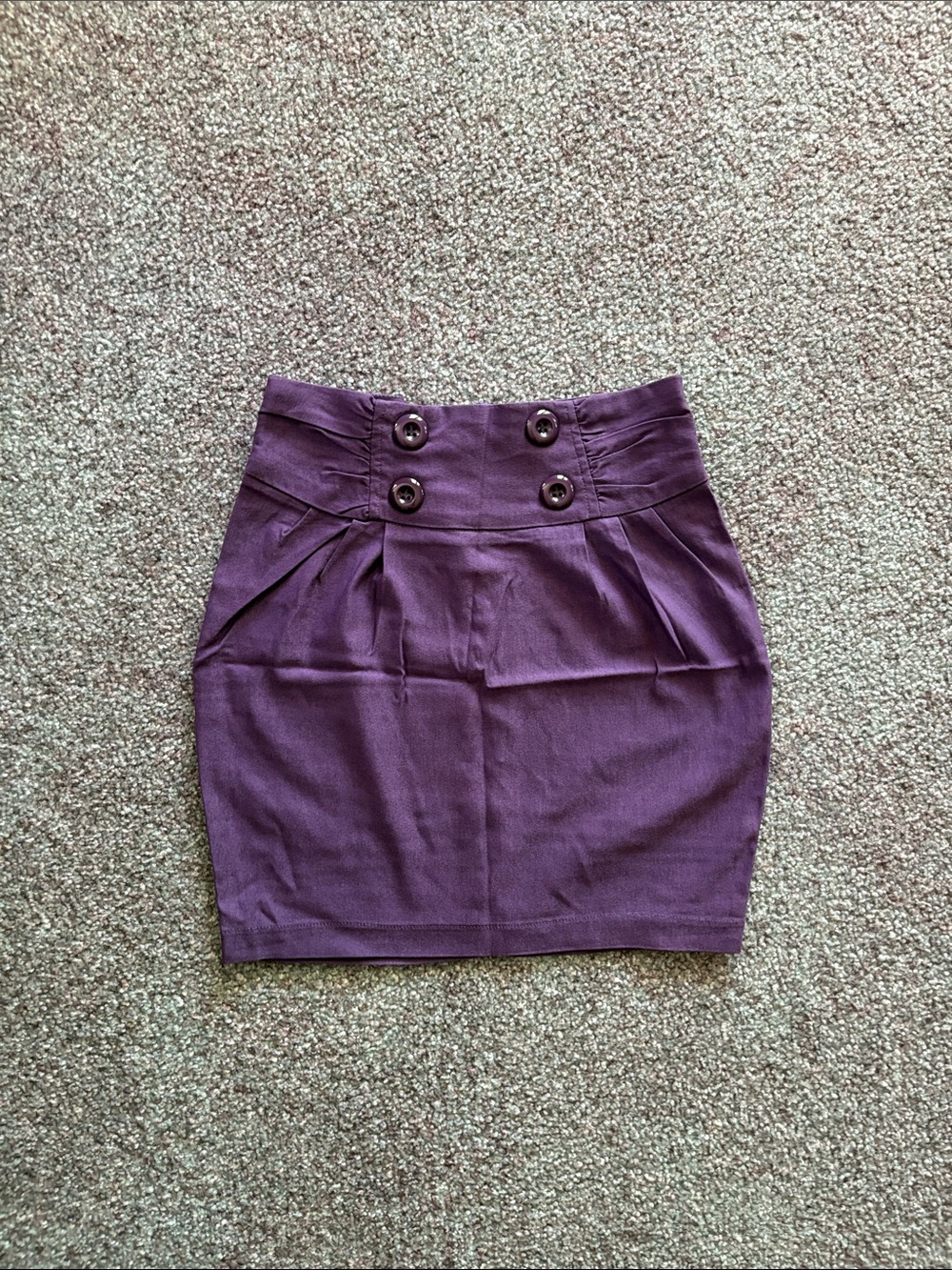High-Rise Purple Button-Front Mini Skirt